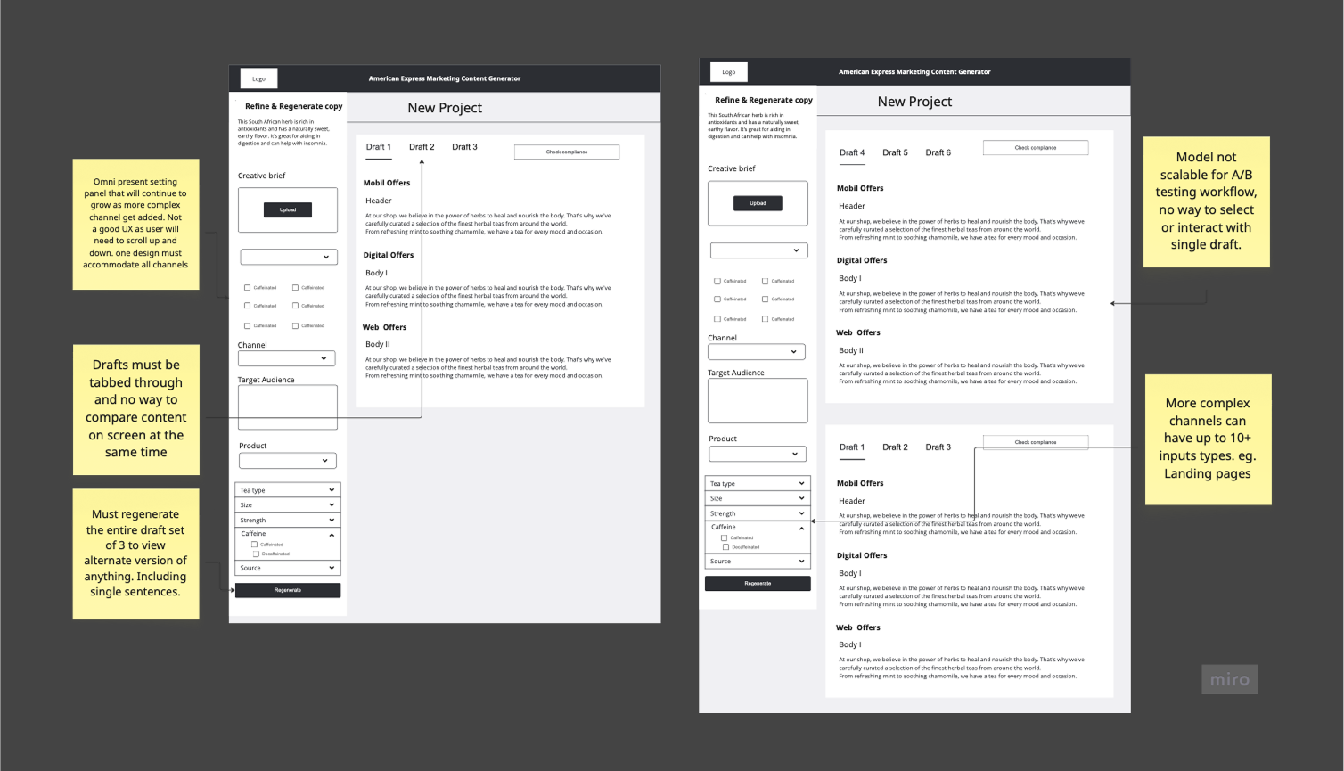 Original wireframes from requirements